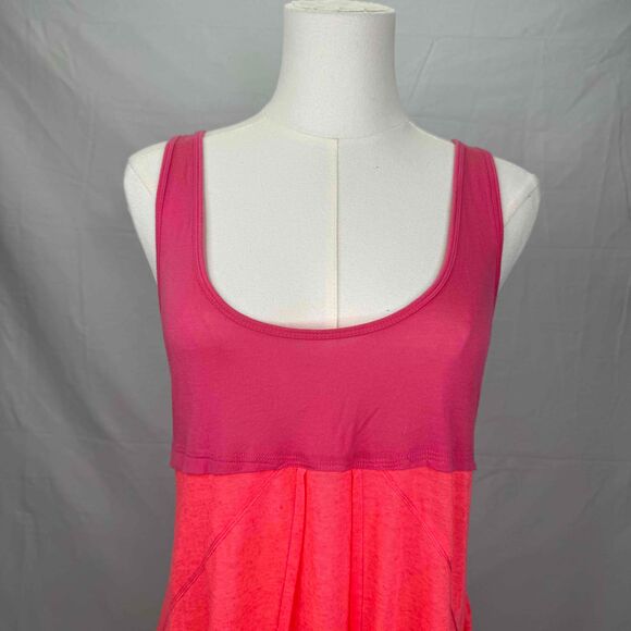 Free People Orange Sleeveless Scoop Neck Dress Two Tone Large Color Block Boho - Picture 2 of 10